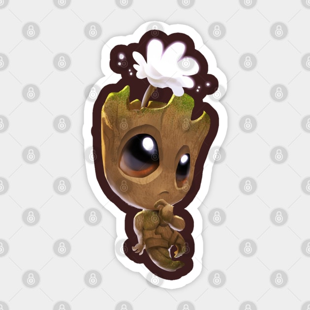 I am Groot Flower Sticker by Sunny Saturated